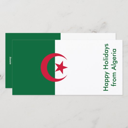 Vlag van Algerije, Prettige Feestdagen vanuit Alge Feestdagenkaart (Voorkant / Achterkant)