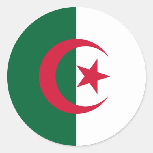 Vlag van Algerije Ronde Sticker (Voorkant)