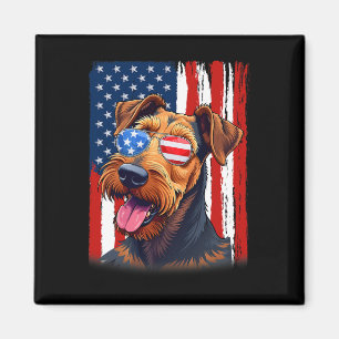 Vlag van Amerika Airedale Terrier Hond 4 juli Magneet