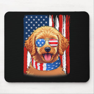 Vlag van Amerika Goudendoodle Hond 4 juli Patriott Muismat