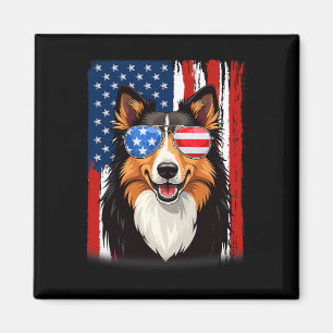 Vlag van Amerika Ruwe Collie Hond 4 juli Patriotti Magneet