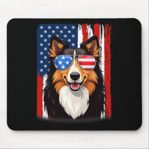 Vlag van Amerika Ruwe Collie Hond 4 juli Patriotti Muismat