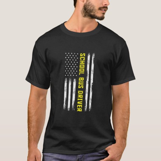 Vlag van Amerika schoolbuschauffeur T-shirt (Voorkant)