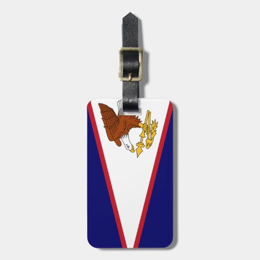 Vlag van Amerikaans Bagagelabel van Samoa met lede (Voorkant verticaal)