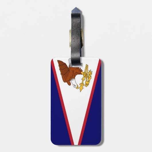 Vlag van Amerikaans Bagagelabel van Samoa met lede (Achterkant verticaal)