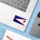 Vlag van Amerikaans-Samoa, Verenigde Staten Sticker (Laptop met iPhone)