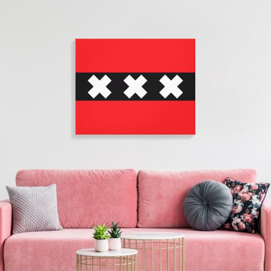 Vlag van Amsterdam Canvas Afdruk (Insitu (Woonkamer))
