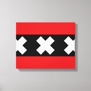 Vlag van Amsterdam Canvas Afdruk