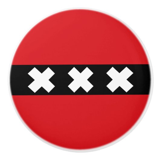 Vlag van Amsterdam Keramische Knop (Voorkant)