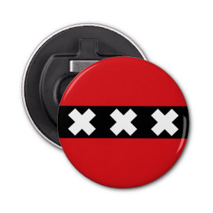 Vlag van Amsterdam, Nederland Button Flesopener