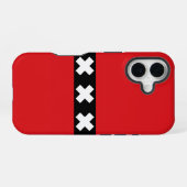 Vlag van Amsterdam, Nederland iPhone 16 Hoesje (Achterkant horizontaal)