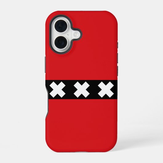 Vlag van Amsterdam, Nederland iPhone 16 Hoesje (Achterkant)