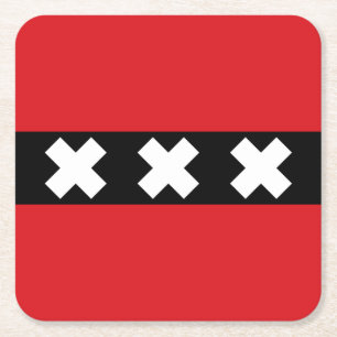 Vlag van Amsterdam, Nederland Kartonnen Onderzetters