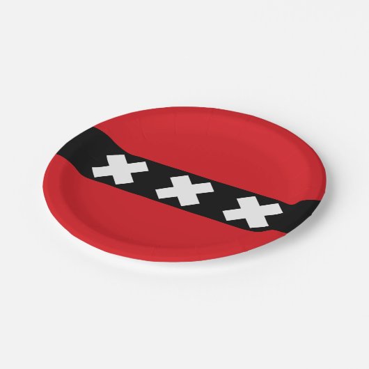 Vlag van Amsterdam, Nederland Papieren Bordje (Gekanteld)