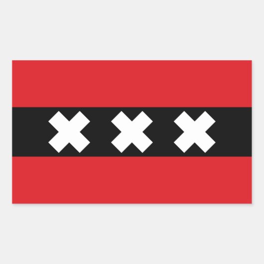 Vlag van Amsterdam, Nederland Rechthoekige Sticker (Voorkant)