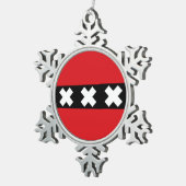 Vlag van Amsterdam, Nederland Snowflake Pewter Ch Tin Sneeuwvlok Ornament (Rechts)