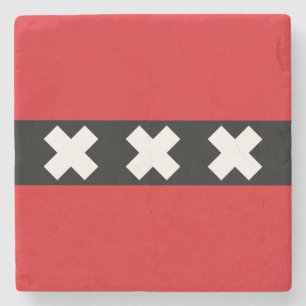 Vlag van Amsterdam, Nederland Stenen Onderzetter