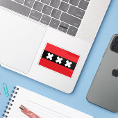 Vlag van Amsterdam, Nederland Sticker (Laptop met iPhone)