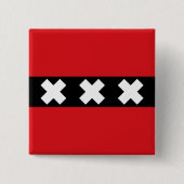 Vlag van Amsterdam, Nederland Vierkante Button 5,1 Cm (Voorkant)