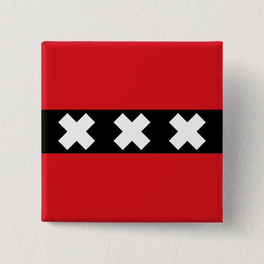Vlag van Amsterdam, Nederland Vierkante Button 5,1 Cm (Voorkant)