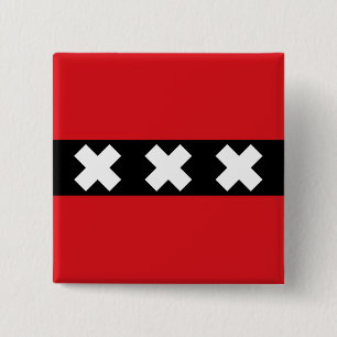 Vlag van Amsterdam, Nederland Vierkante Button 5,1 Cm