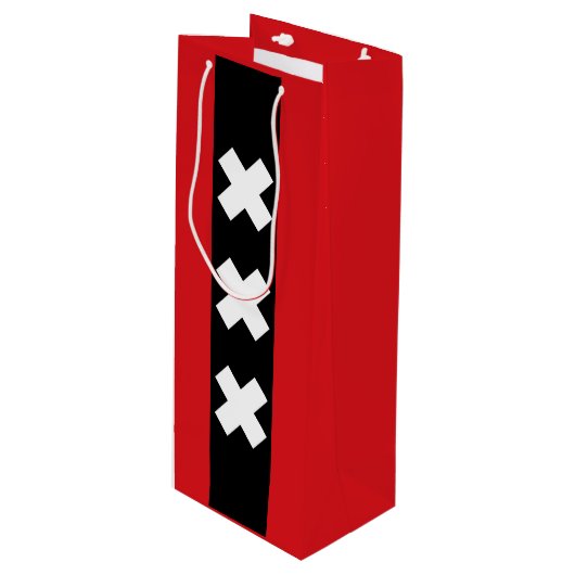 Vlag van Amsterdam, Nederland Wijn Cadeautas (Voorkant Gekanteld)