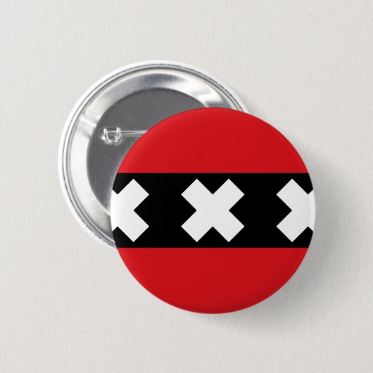 Vlag van Amsterdam Ronde Button 5,7 Cm (Voorkant /achterkant)