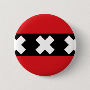 Vlag van Amsterdam Ronde Button 5,7 Cm