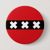 Vlag van Amsterdam Ronde Button 7,6 Cm (Voorkant)