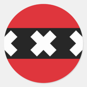 Vlag van Amsterdam Ronde Sticker