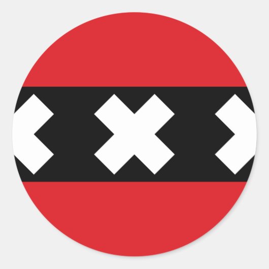 Vlag van Amsterdam Ronde Sticker (Voorkant)