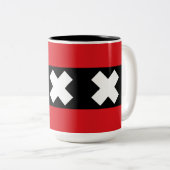 Vlag van Amsterdam Tweekleurige Koffiemok (Voorkant rechts)