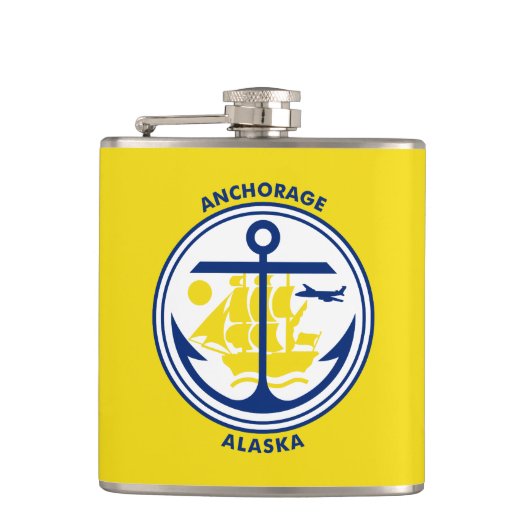 Vlag van Anchorage, Alaska Flask Heupfles (Voorkant)