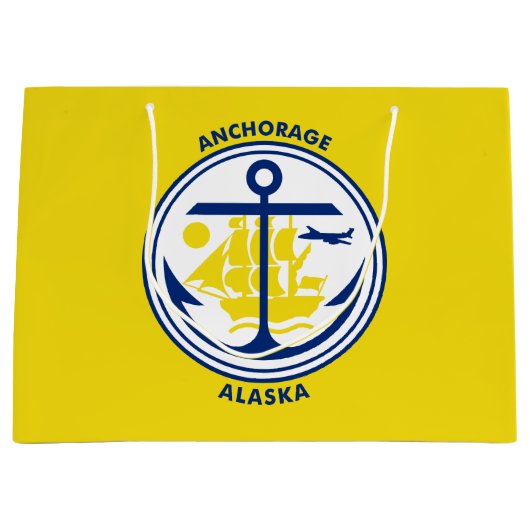 Vlag van Anchorage, Alaska Large Gift Bag Groot Cadeauzakje (Voorkant)