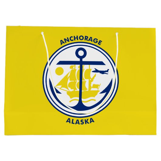 Vlag van Anchorage, Alaska Large Gift Bag Groot Cadeauzakje (Achterkant)