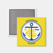 Vlag van Anchorage, Alaska Magneet (Voorkant / Achterkant)