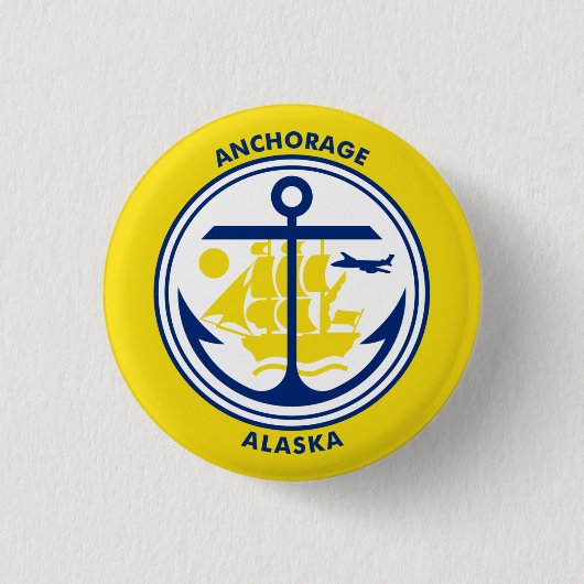 Vlag van Anchorage, Alaska Ronde Button 3,2 Cm (Voorkant)