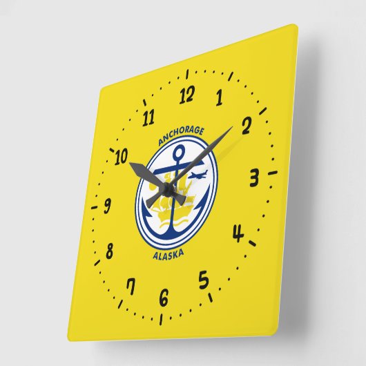 Vlag van Anchorage, Alaska Square Wall Clock Vierkante Klok (Hoek)