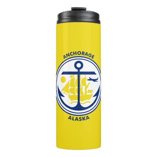 Vlag van Anchorage, Alaska Thermal Tumbler Thermosbeker (Voorkant)