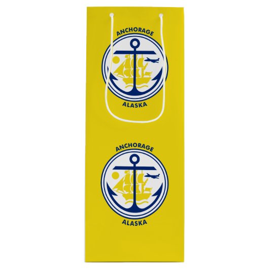 Vlag van Anchorage, Alaska Wine Gift Bag Wijn Cadeautas (Voorkant)