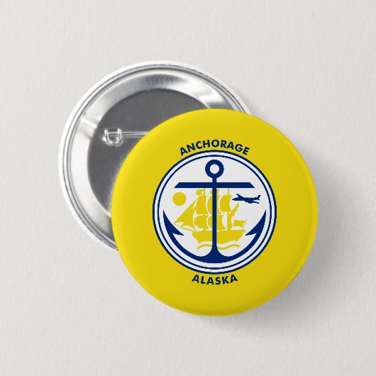 Vlag van Anchorage, Button Alaska Pinback (Voorkant /achterkant)