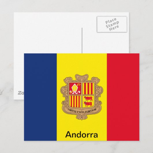 Vlag van Andorra Briefkaart (Voorkant / Achterkant)
