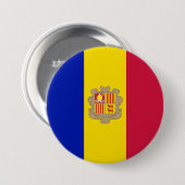 Vlag van Andorra Ronde Button 7,6 Cm (Voorkant /achterkant)