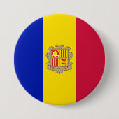 Vlag van Andorra Ronde Button 7,6 Cm (Voorkant)