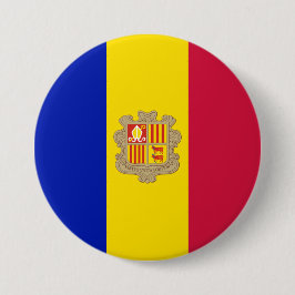 Vlag van Andorra Ronde Button 7,6 Cm