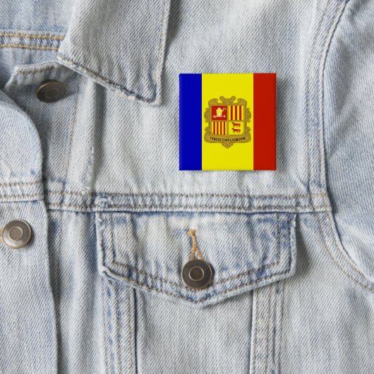 Vlag van Andorra Vierkante Button 5,1 Cm (In situ)