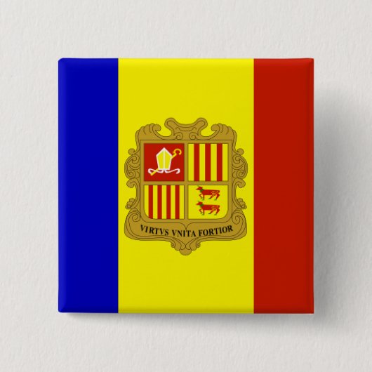Vlag van Andorra Vierkante Button 5,1 Cm (Voorkant)