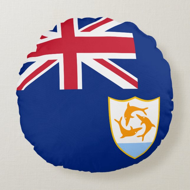 Vlag van Anguilla Rond Kussen (Voorkant)