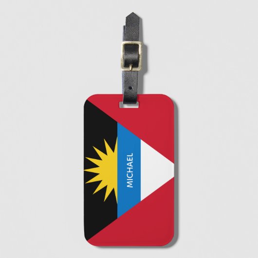 Vlag van Antigua en Barbuda Bagagelabel (Voorkant (verticaal))