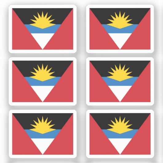 Vlag van Antigua en Barbuda Collectie pack van 6 Sticker (Voorkant)
